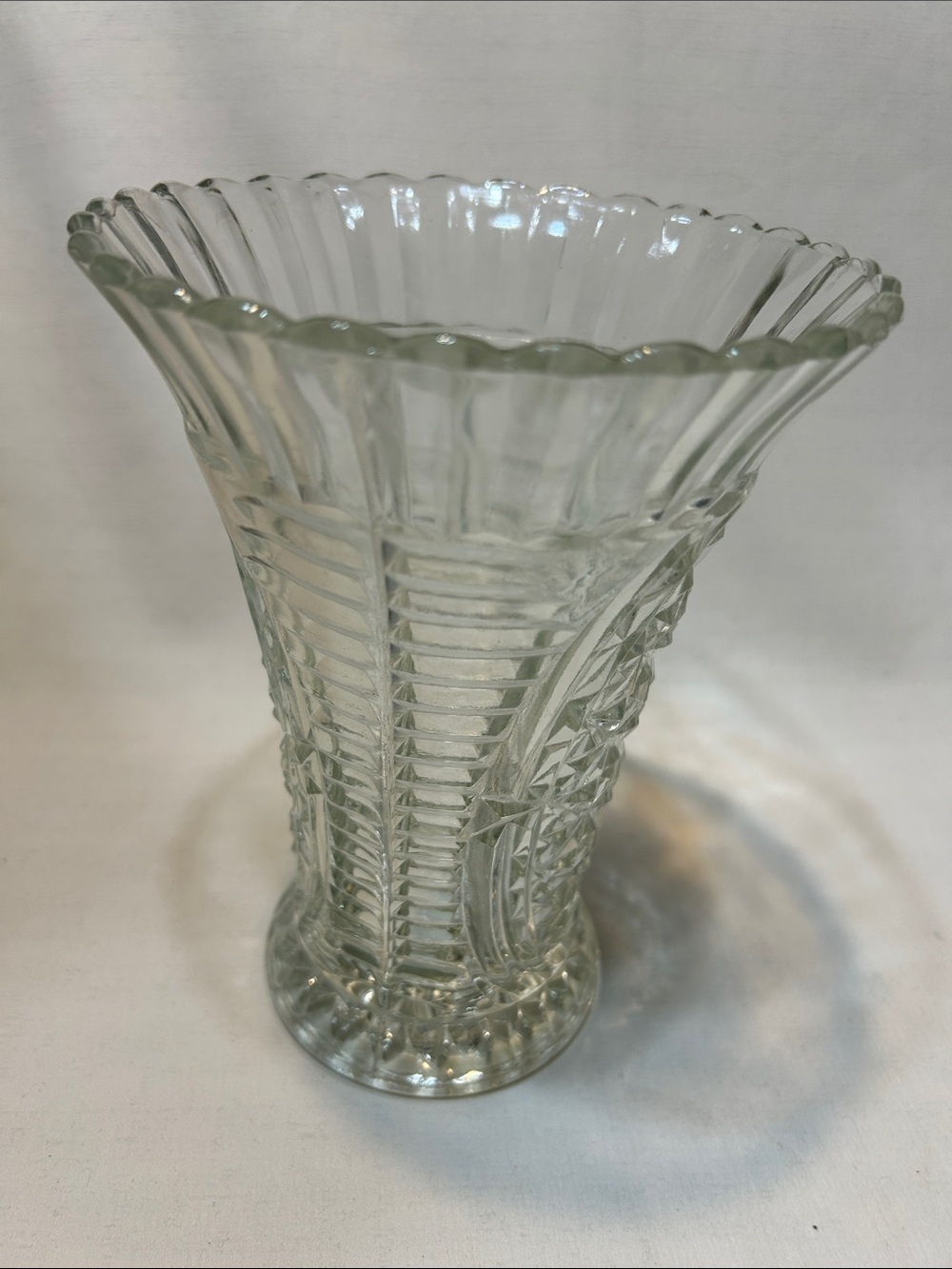 Vintage Anchor Hocking Clear Stars and Bars Glass Decorative Vase